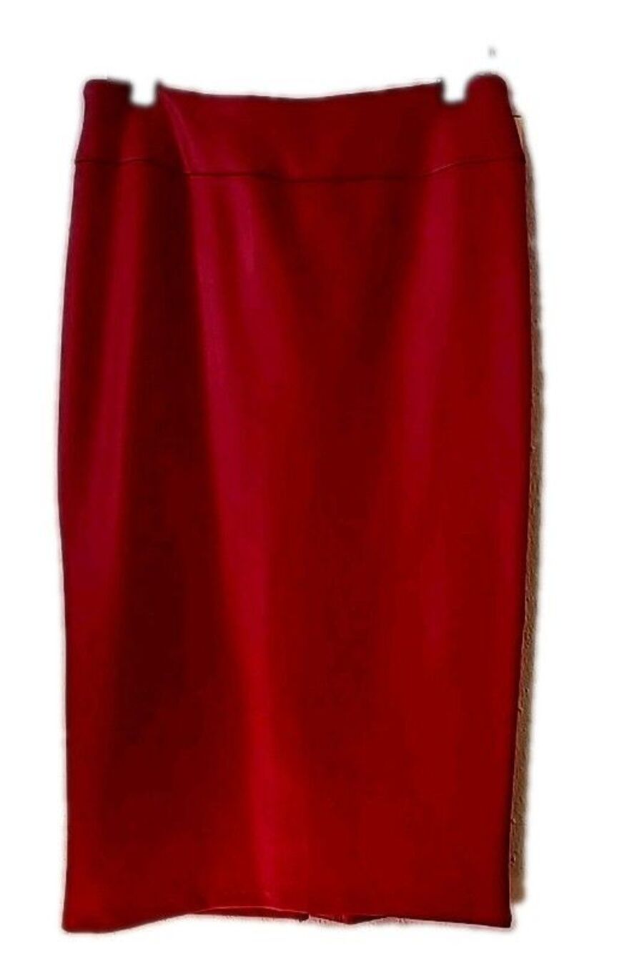Ashley Stewart Black Faux Leather Look Pencil Skirt Womens Sz 10